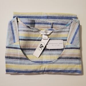 NWT CJ Banks Pastel Striped Sleeveless Sheath Dress - Linen / Cotton Size PM